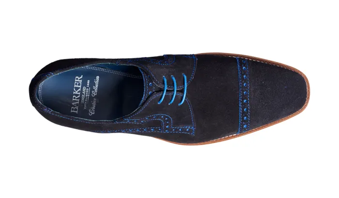 Ashton 8211 Navy Cut Through Suede Mens Barker Shoes Brogues