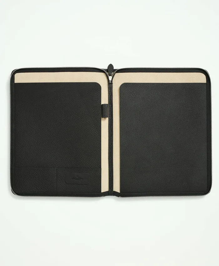 Bags andamp Leather Goods Men Brooks Brothers Calfskin Portfolio Black