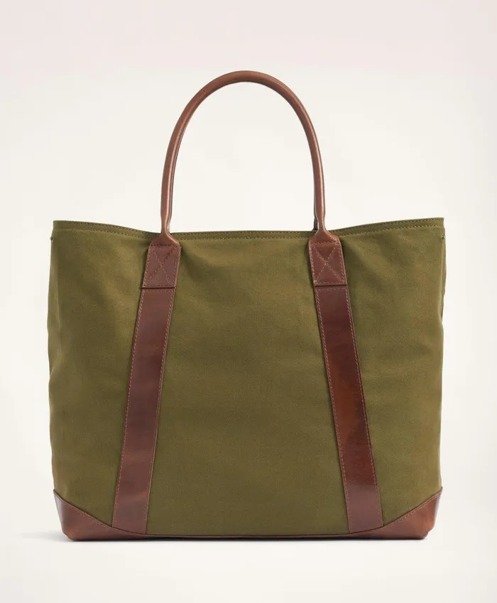 Bags andamp Leather Goods Men Brooks Brothers Cotton Canvas Tote Bag Green