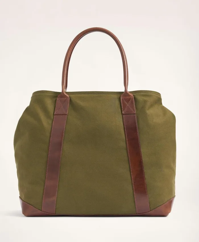 Bags andamp Leather Goods Men Brooks Brothers Cotton Canvas Tote Bag Green