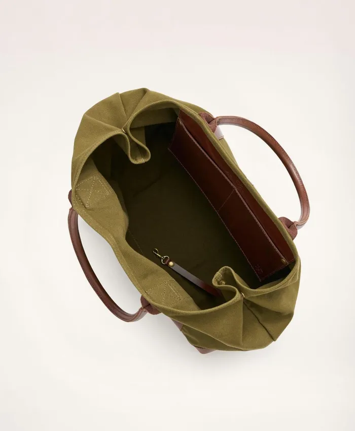 Bags andamp Leather Goods Men Brooks Brothers Cotton Canvas Tote Bag Green
