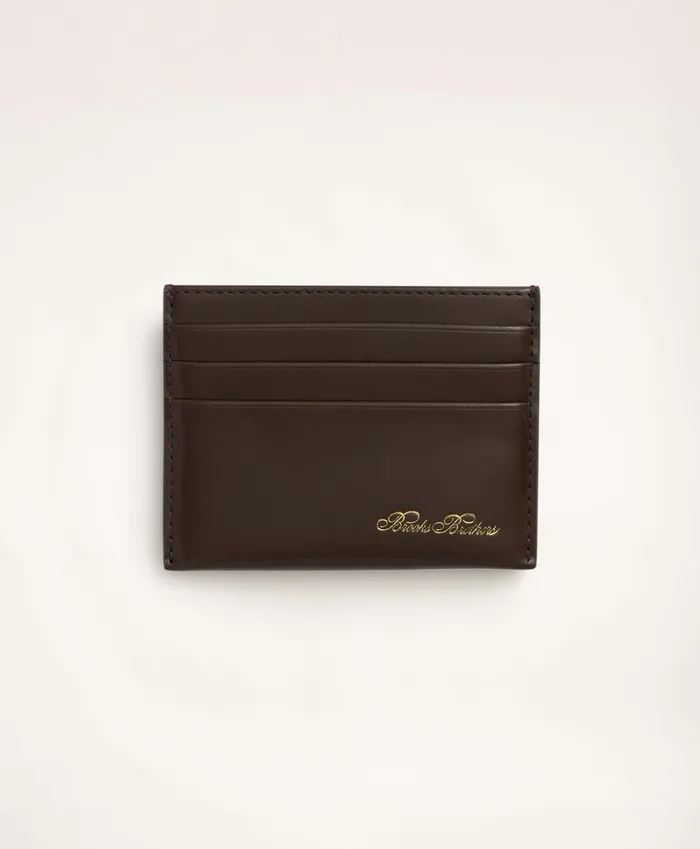 Bags andamp Leather Goods Men Brooks Brothers Lambskin Card Case Brown