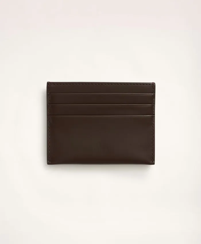 Bags andamp Leather Goods Men Brooks Brothers Lambskin Card Case Brown