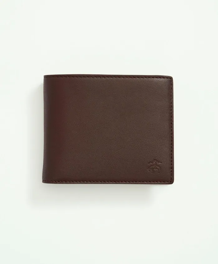 Bags andamp Leather Goods Men Brooks Brothers Lambskin Wallet Brown
