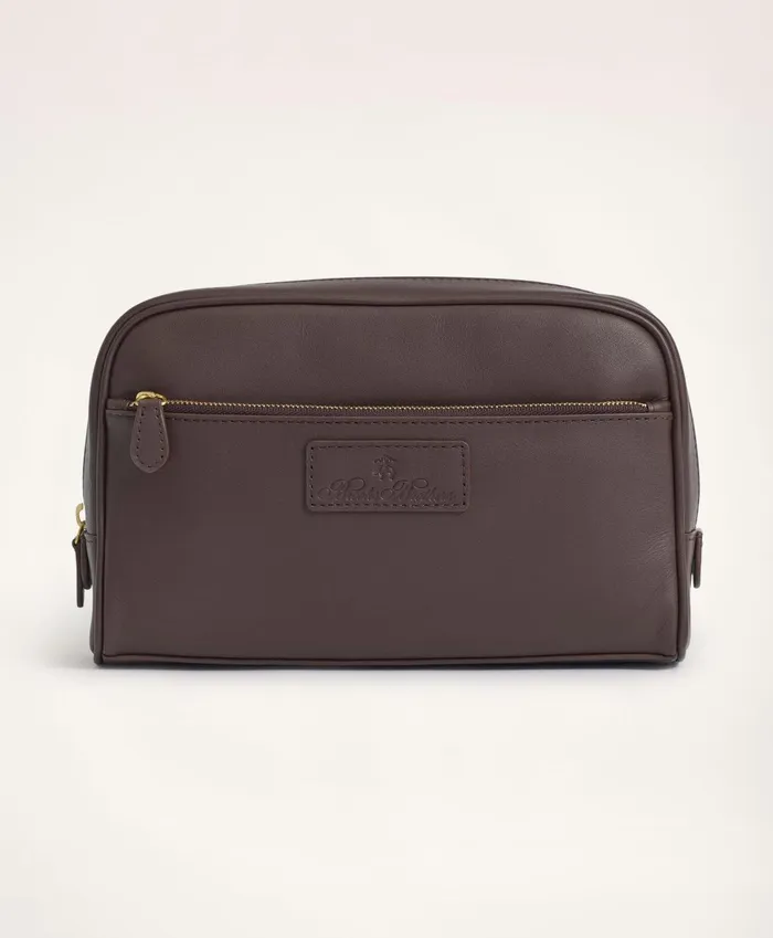 Bags andamp Leather Goods Men Brooks Brothers Large Leather Dopp Kit Brown