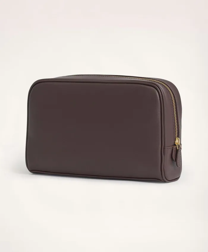 Bags andamp Leather Goods Men Brooks Brothers Large Leather Dopp Kit Brown