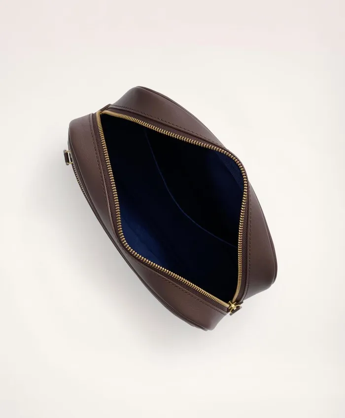 Bags andamp Leather Goods Men Brooks Brothers Large Leather Dopp Kit Brown
