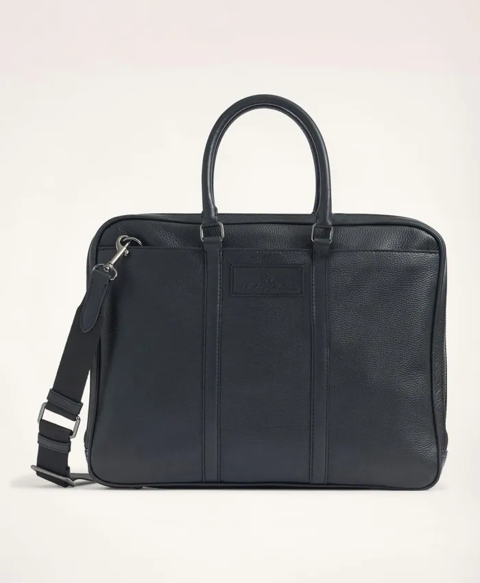 Bags andamp Leather Goods Men Brooks Brothers Pebbled Leather Briefcase Black