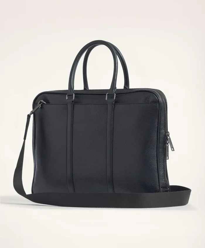 Bags andamp Leather Goods Men Brooks Brothers Pebbled Leather Briefcase Black