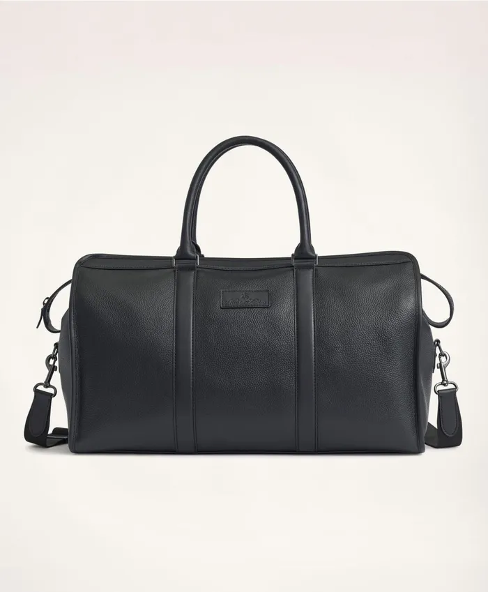 Bags andamp Leather Goods Men Brooks Brothers Pebbled Leather Duffel Bag Black