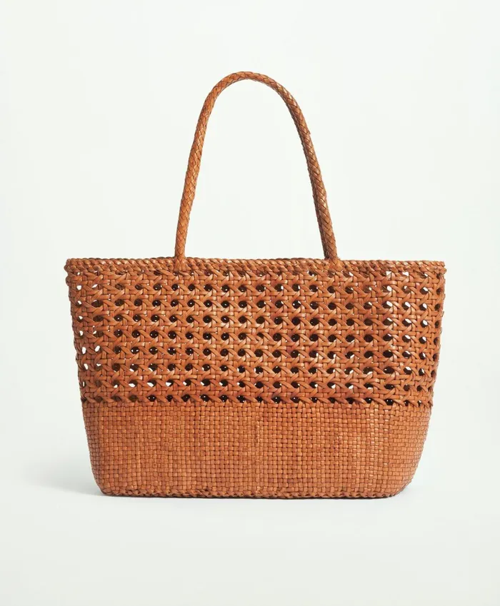 Bags andamp Leather Goods Women Brooks Brothers Leather Tote Bag Cognac
