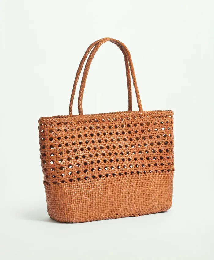 Bags andamp Leather Goods Women Brooks Brothers Leather Tote Bag Cognac