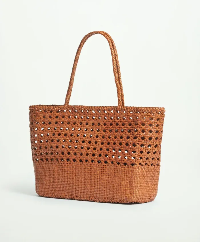 Bags andamp Leather Goods Women Brooks Brothers Leather Tote Bag Cognac