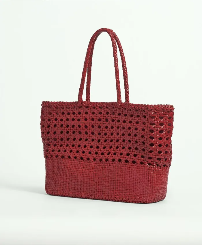 Bags andamp Leather Goods Women Brooks Brothers Leather Tote Bag Red
