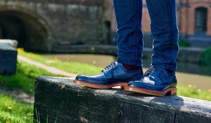 Bailey 8211 Navy Hand Painted Mens Barker Shoes Brogues
