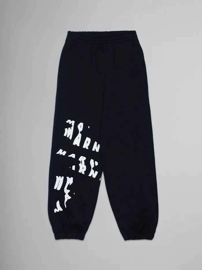 Balck Fleece Baggy Trousers With Logo Kids Marni