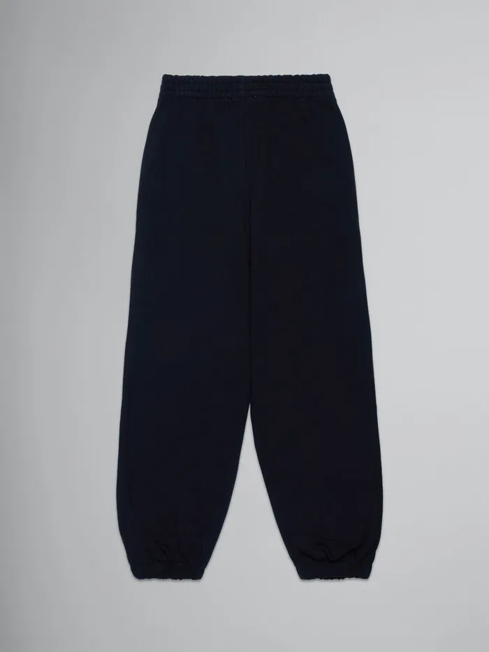 Balck Fleece Baggy Trousers With Logo Kids Marni
