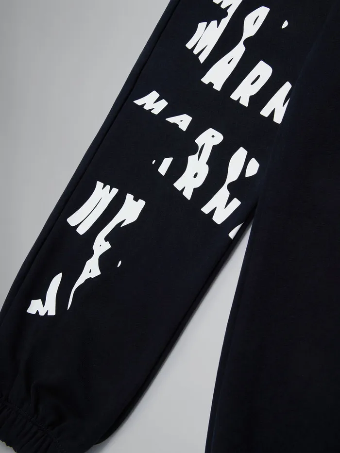 Balck Fleece Baggy Trousers With Logo Kids Marni
