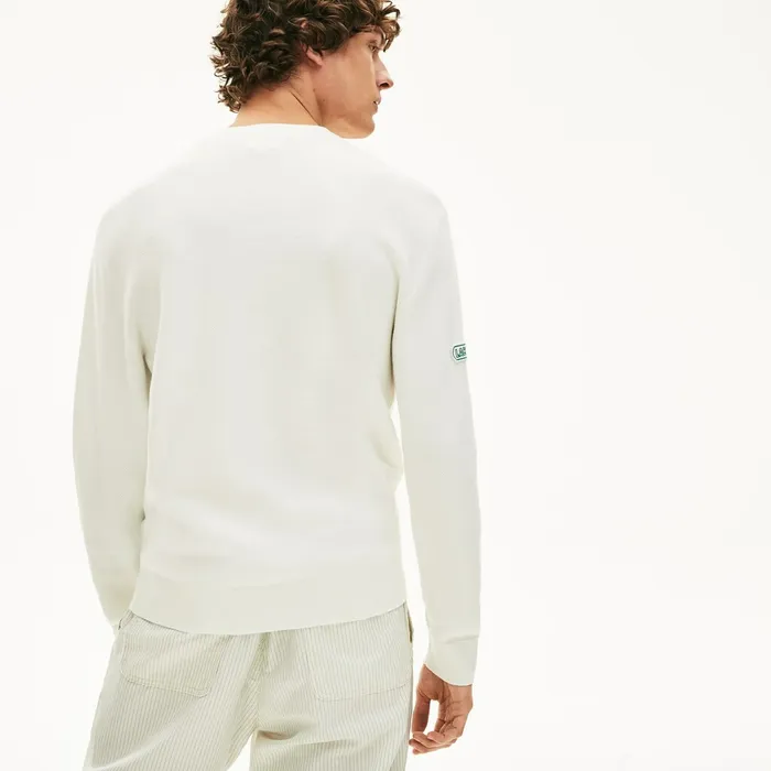 Band Design Heritage Knit Sweater WhiteBlackGreenWhite Mens Lacoste Sweaters Online