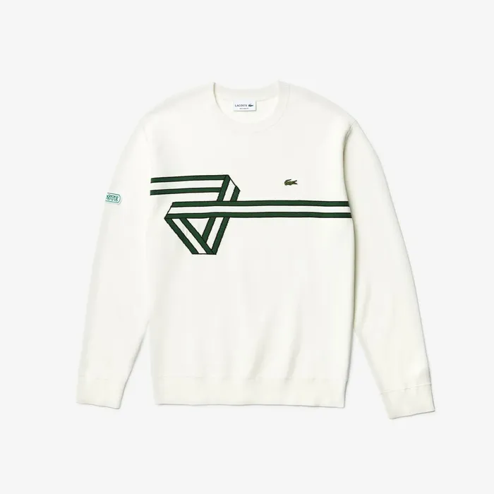 Band Design Heritage Knit Sweater WhiteBlackGreenWhite Mens Lacoste Sweaters Online