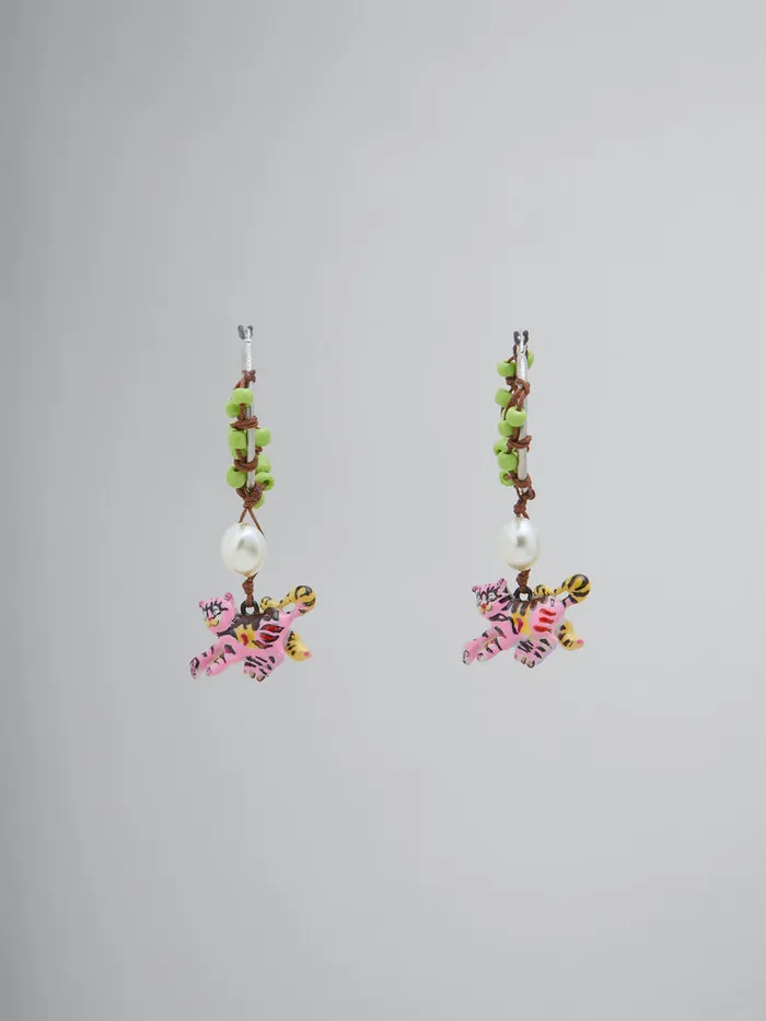 Beaded Earrings With Tiger Pendants Women Marni Earrings