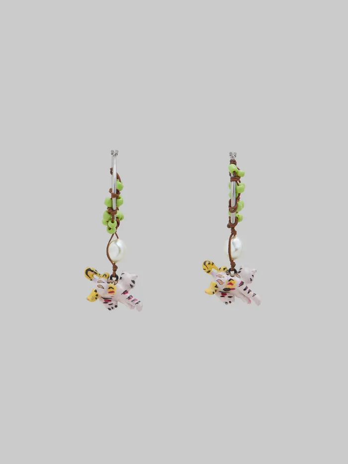 Beaded Earrings With Tiger Pendants Women Marni Earrings