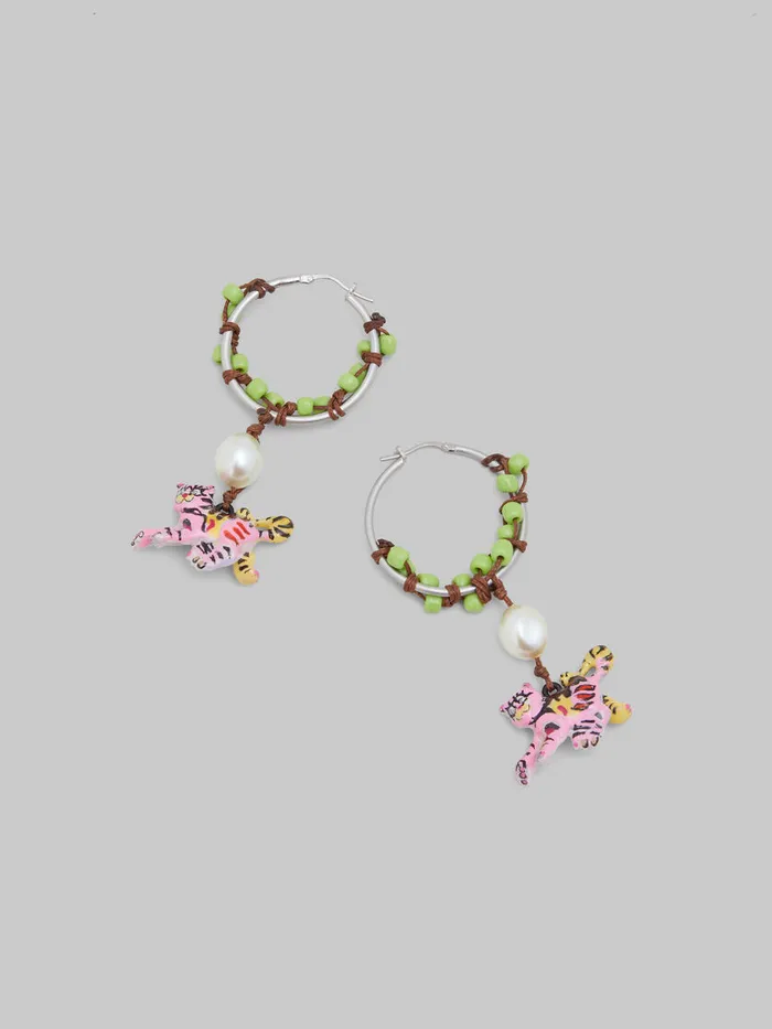 Beaded Earrings With Tiger Pendants Women Marni Earrings