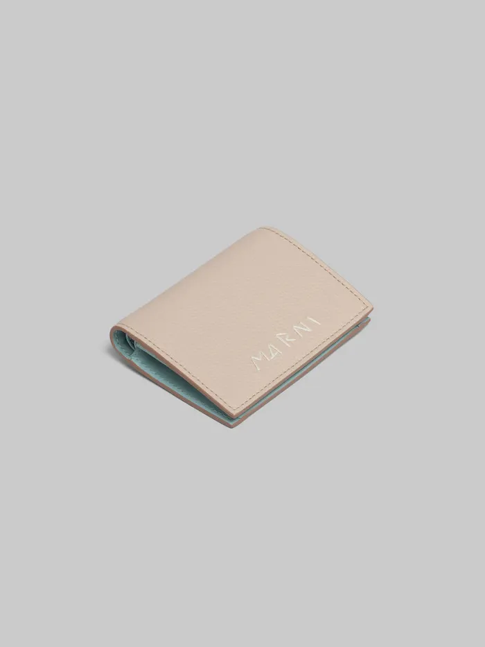 Beige Leather Bifold Wallet With Marni Mending Women Marni Wallets and Small Leather Goods