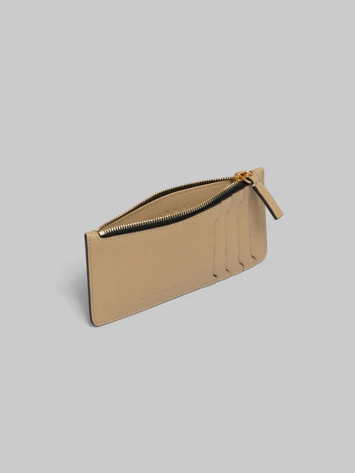 Beige Leather Card Case Women Marni Wallets and Small Leather Goods