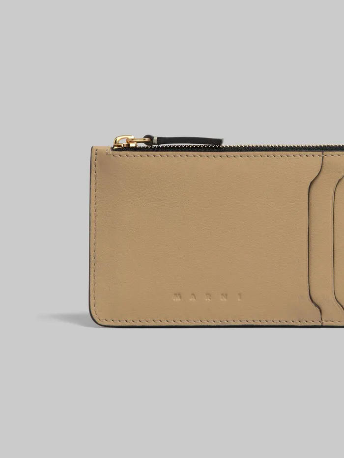 Beige Leather Card Case Women Marni Wallets and Small Leather Goods