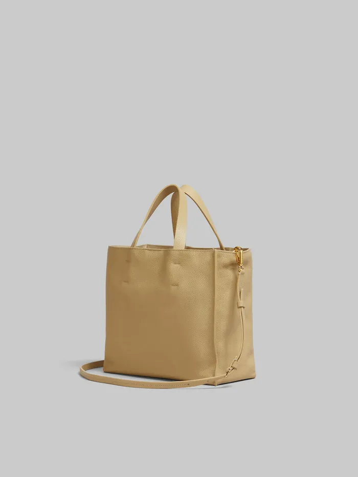 Beige Leather Museo Soft Tote Bag With Marni Mending Women Marni Tote Bags