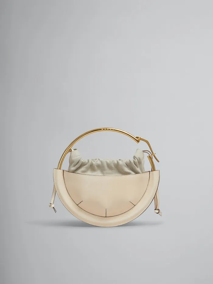 Beige Leather Small Tunnel Hobo Bag Women Marni Handbags
