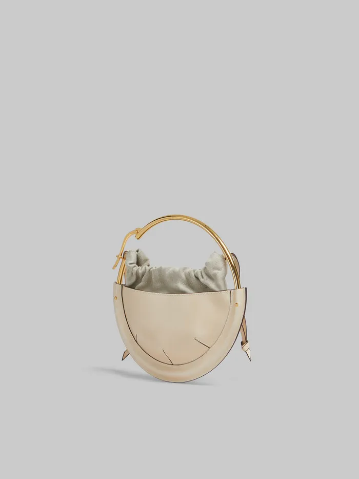 Beige Leather Small Tunnel Hobo Bag Women Marni Handbags