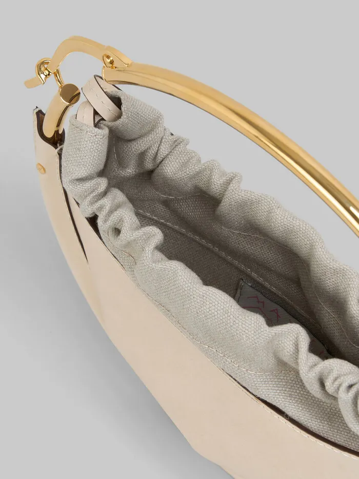 Beige Leather Small Tunnel Hobo Bag Women Marni Handbags