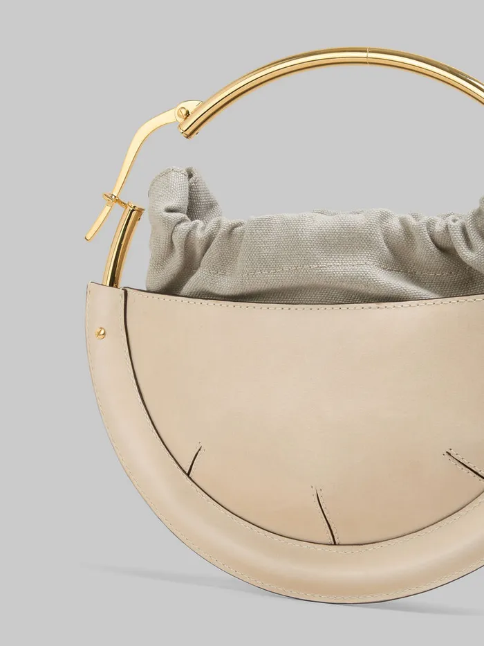 Beige Leather Small Tunnel Hobo Bag Women Marni Handbags