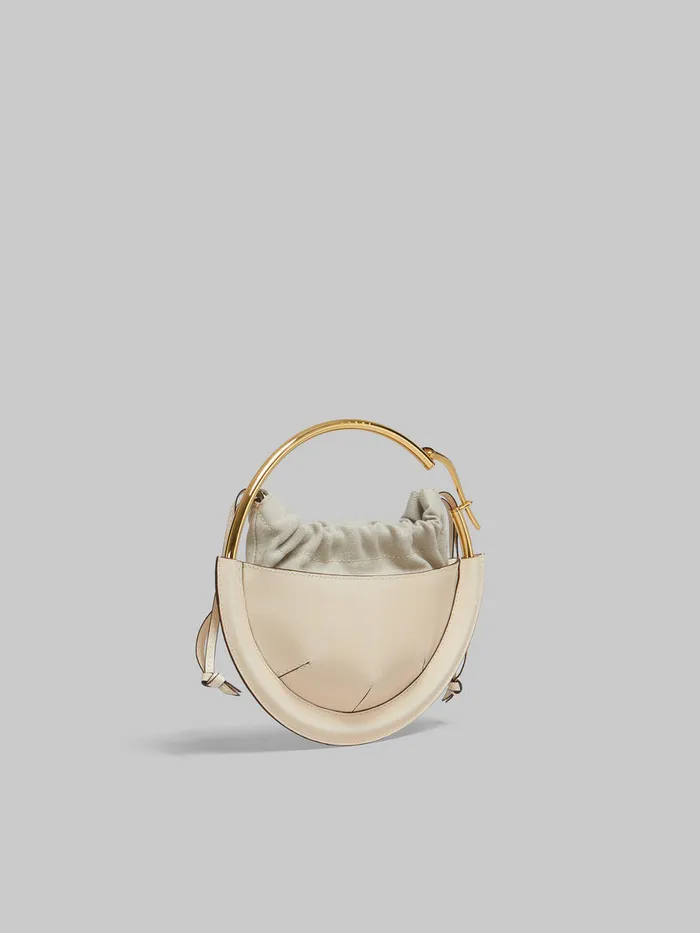 Beige Leather Small Tunnel Hobo Bag Women Marni Handbags