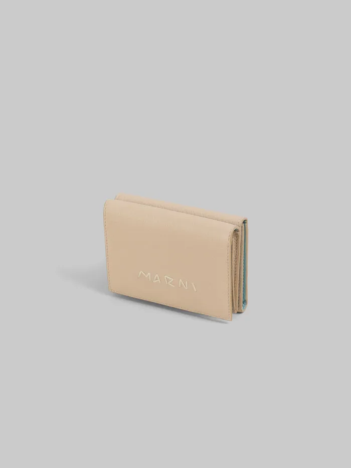 Beige Leather Trifold Wallet With Marni Mending Women Marni Wallets and Small Leather Goods