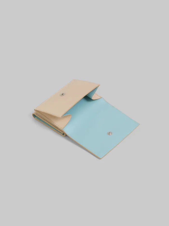 Beige Leather Trifold Wallet With Marni Mending Women Marni Wallets and Small Leather Goods