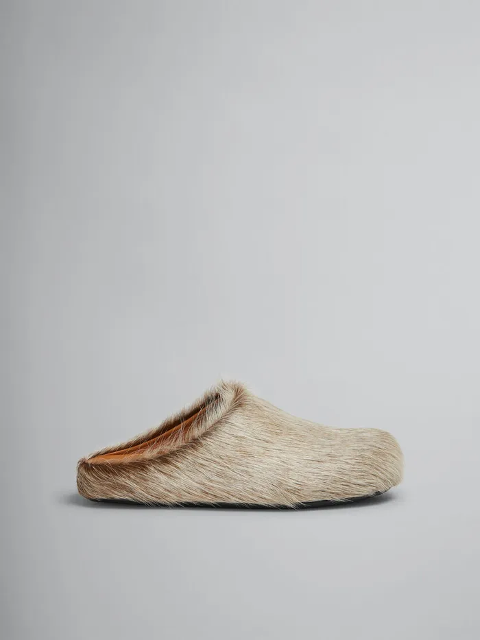 Beige Long Hair Calfskin Fussbett Sabot Women Marni Fussbett