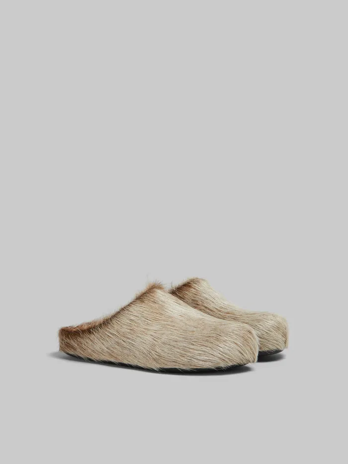 Beige Long Hair Calfskin Fussbett Sabot Women Marni Fussbett