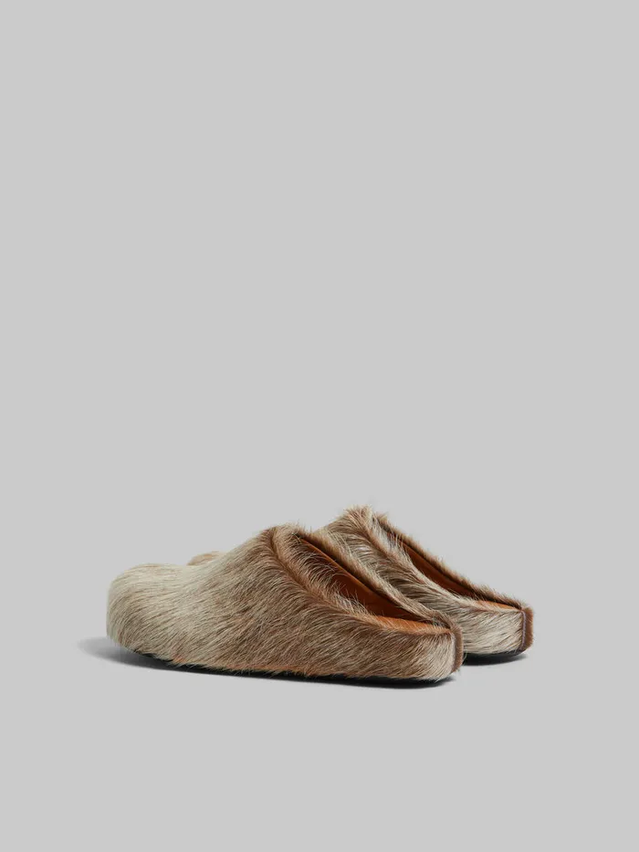 Beige Long Hair Calfskin Fussbett Sabot Women Marni Fussbett