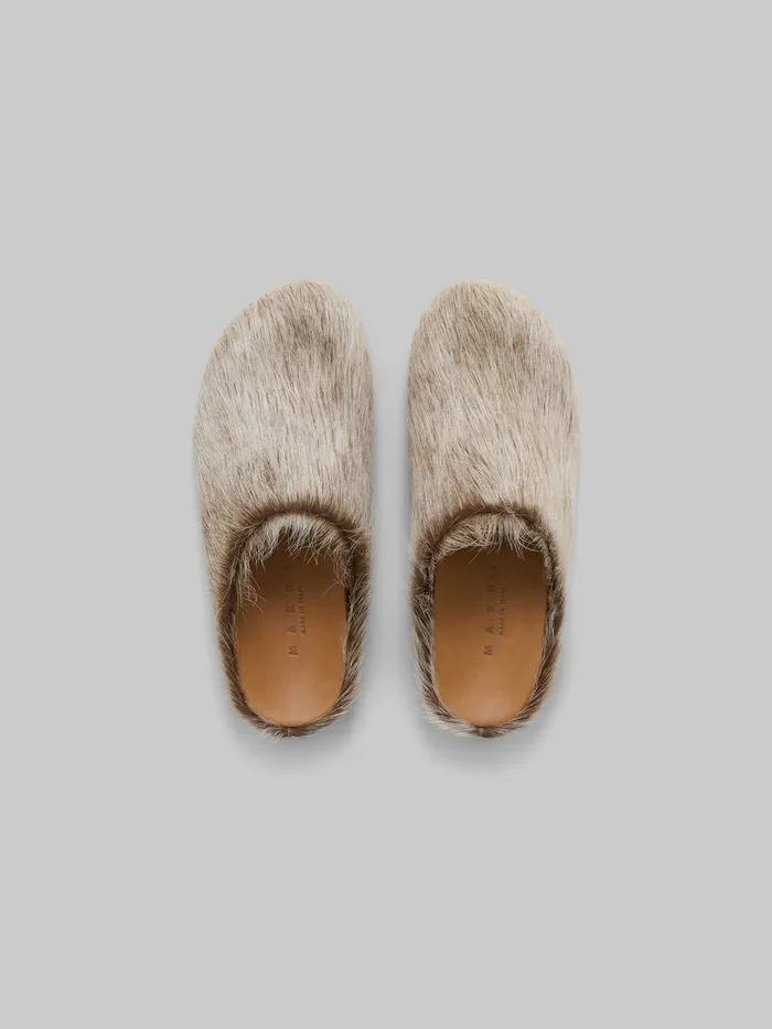 Beige Long Hair Calfskin Fussbett Sabot Women Marni Fussbett