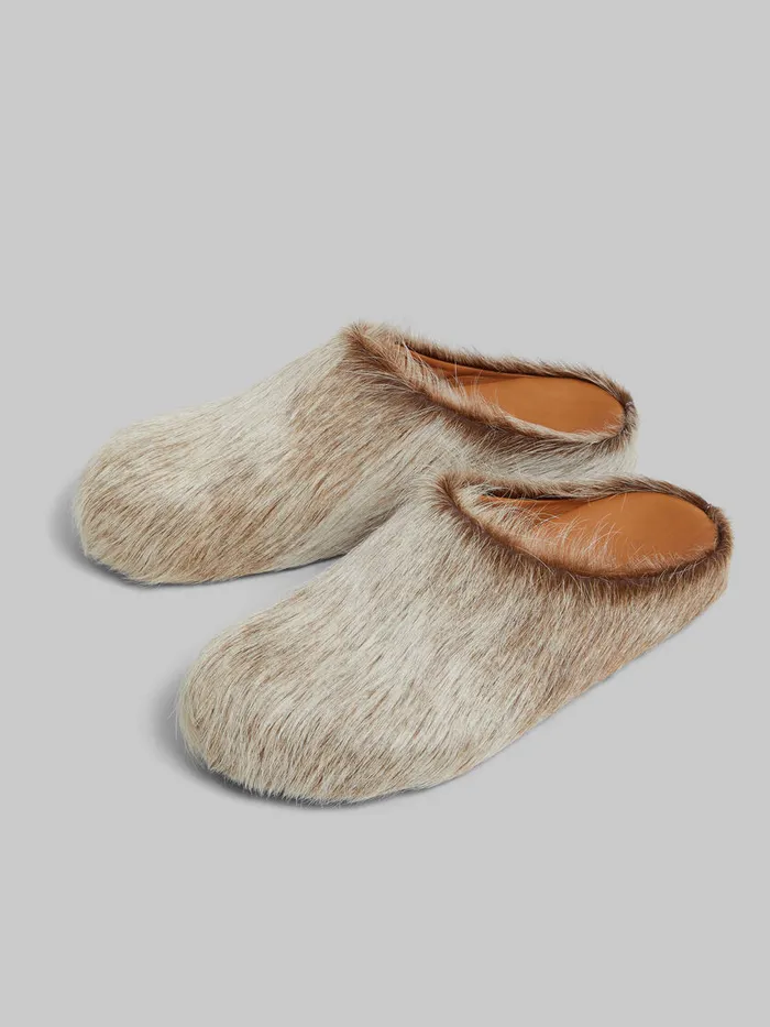 Beige Long Hair Calfskin Fussbett Sabot Women Marni Fussbett