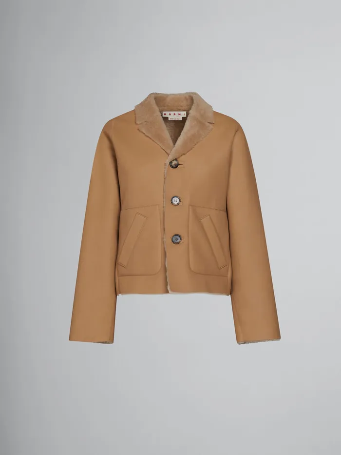 Beige Reversible Shearling Jacket Women Marni Coats and Jackets
