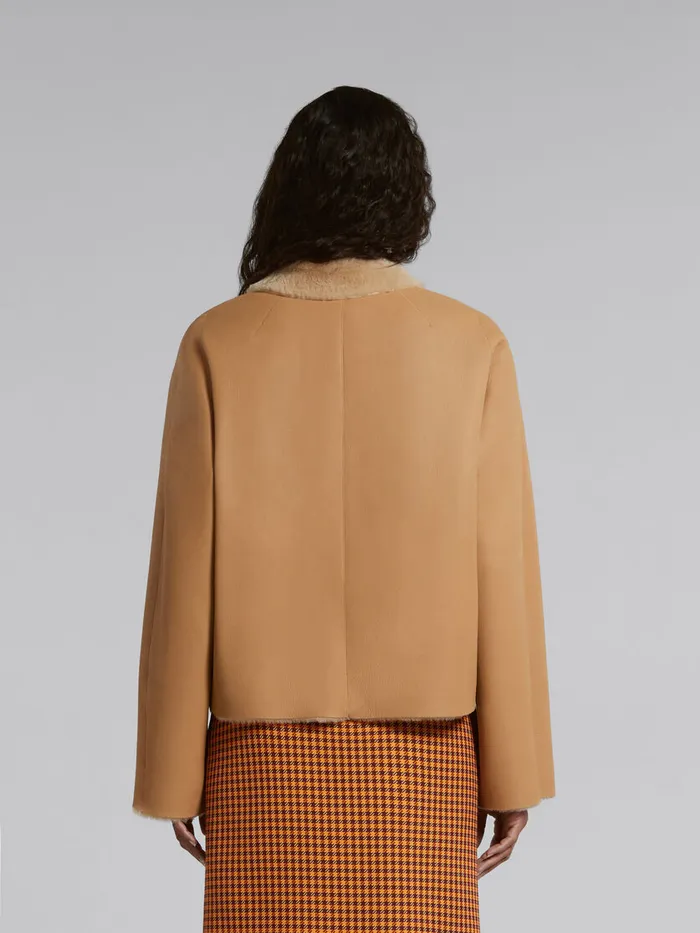 Beige Reversible Shearling Jacket Women Marni Coats and Jackets