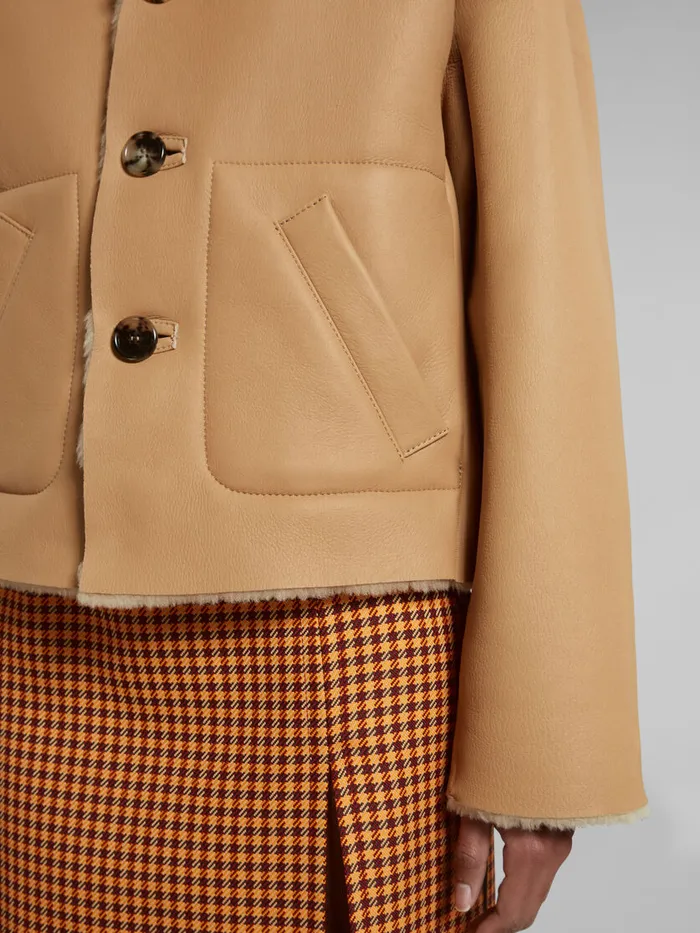 Beige Reversible Shearling Jacket Women Marni Coats and Jackets