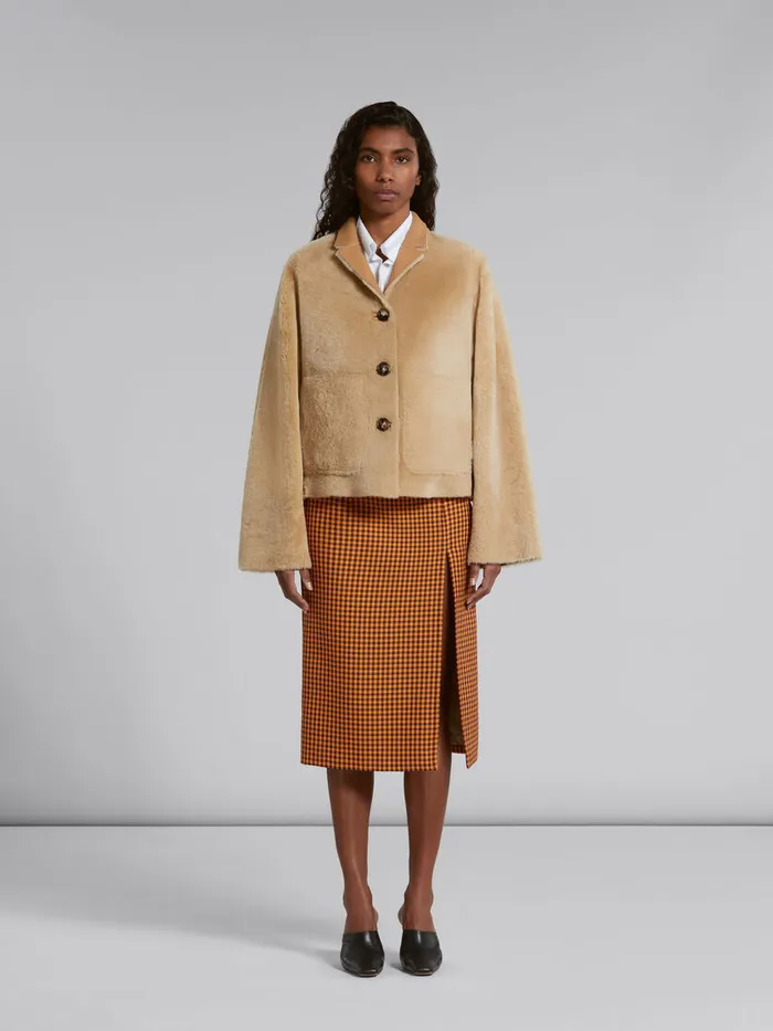 Beige Reversible Shearling Jacket Women Marni Coats and Jackets