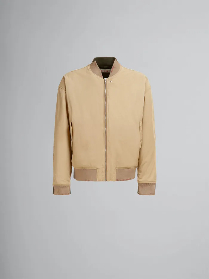 Beige Twill Bomber Jacket With Contrast Back Men Marni Coats and Jackets