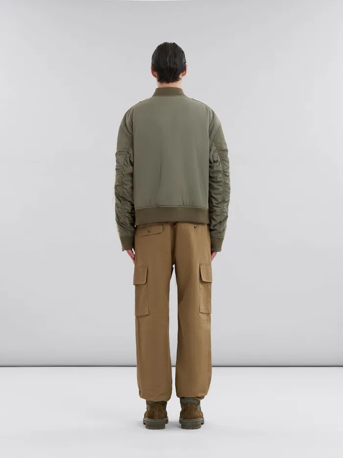 Beige Twill Bomber Jacket With Contrast Back Men Marni Coats and Jackets
