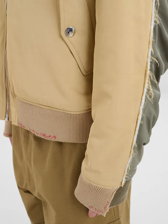 Beige Twill Bomber Jacket With Contrast Back Men Marni Coats and Jackets